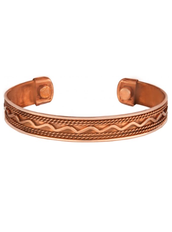 Copper Magnetic Bracelet For Arthritis Pain Therapy - Two Tone Cuff Bangle - Unisex