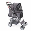 Pet Stroller (Check Blue) Dog Cat Small Animals Carrier Cage 4 Wheels Folding Flexible Easy to Carry for Jogger Jogging Travel Up to 30 Pounds With Rain Cover Cup Holder and Mesh Window