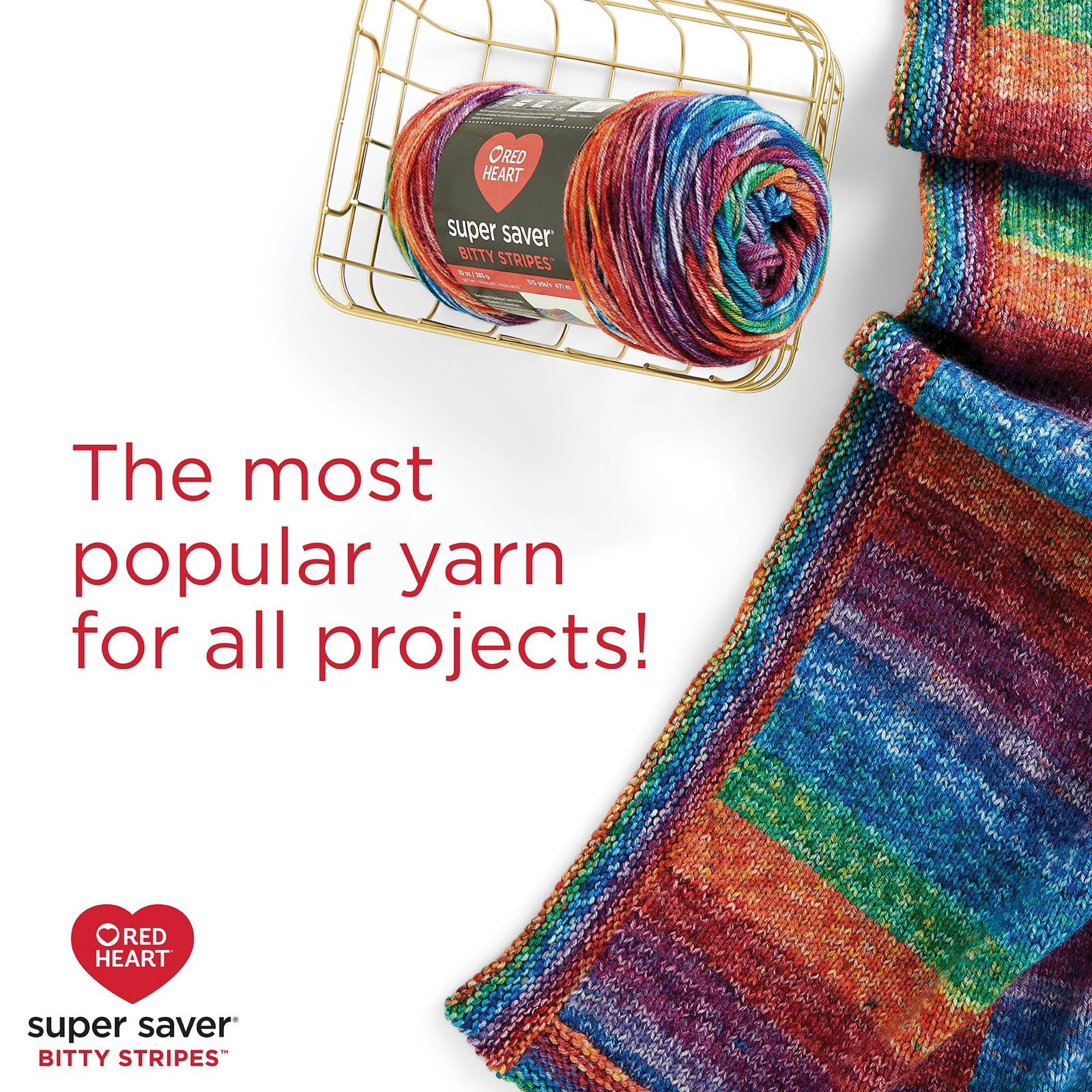 Red Heart® Super Saver® Bitty Stripes™ Yarn, Acrylic #4 Medium, 10oz/283g