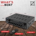 thumbnail image 7 of Pyle 400W Stereo Amplifier Receiver - BT Home Audio Amplifier with USB/SD Readers, FM Radio, 3.5mm Aux, Phono, Optical & Coaxial Inputs, LED Display, Mic Inputs, Built-in 2 in 1 HDMI Switch, 7 of 7
