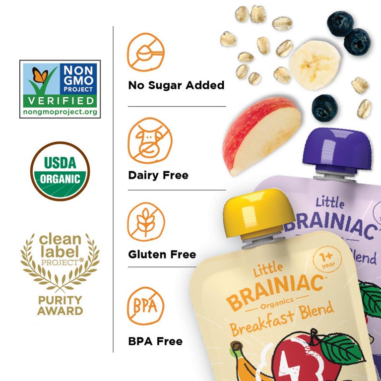 Little Brainiac Organic Fruit Oat Variety Pack with BrainPack
