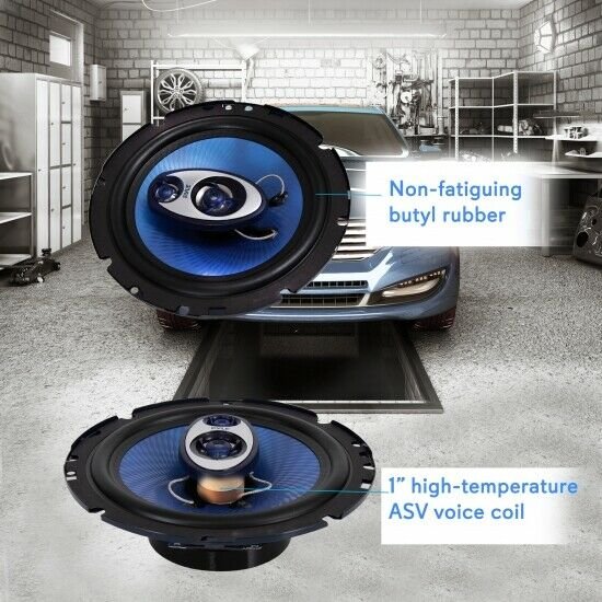 Pyle PL63BL 6.5" 360 Watts 3-Way Car Audio Coaxial Speakers PAIR Blue - image 2 of 7