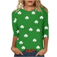 thumbnail image 2 of ClodeEU Women's St. Patrick's Day Print T-Shirt,Irish Shamrock T Shirt Clovers Long Sleeve Tops Green,Womens Plus M, 2 of 5