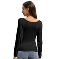 thumbnail image 3 of Women's Sexy Long Sleeve Square Neck Tops Slim Fitted Basic Shirts, 3 of 6