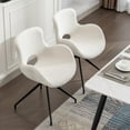 thumbnail image 6 of Swivel Dining Accent Chairs Set of 2, Modern Boucle Dining Chair Upholstered Fuzzy Chair with Arms Black Metal Legs for Living Room Kitchen Bedroom Office, Beige, 6 of 6