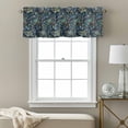 thumbnail image 3 of Moths Valance Curtain for Windows Abstract Retro Blue Green Moon Moth Stars Light Leaf Blue Rod Pocket Curtain Valances Short Window Treatments for Kitchen Bathroom Laundry Basement 60 x 14 Inch, 3 of 9