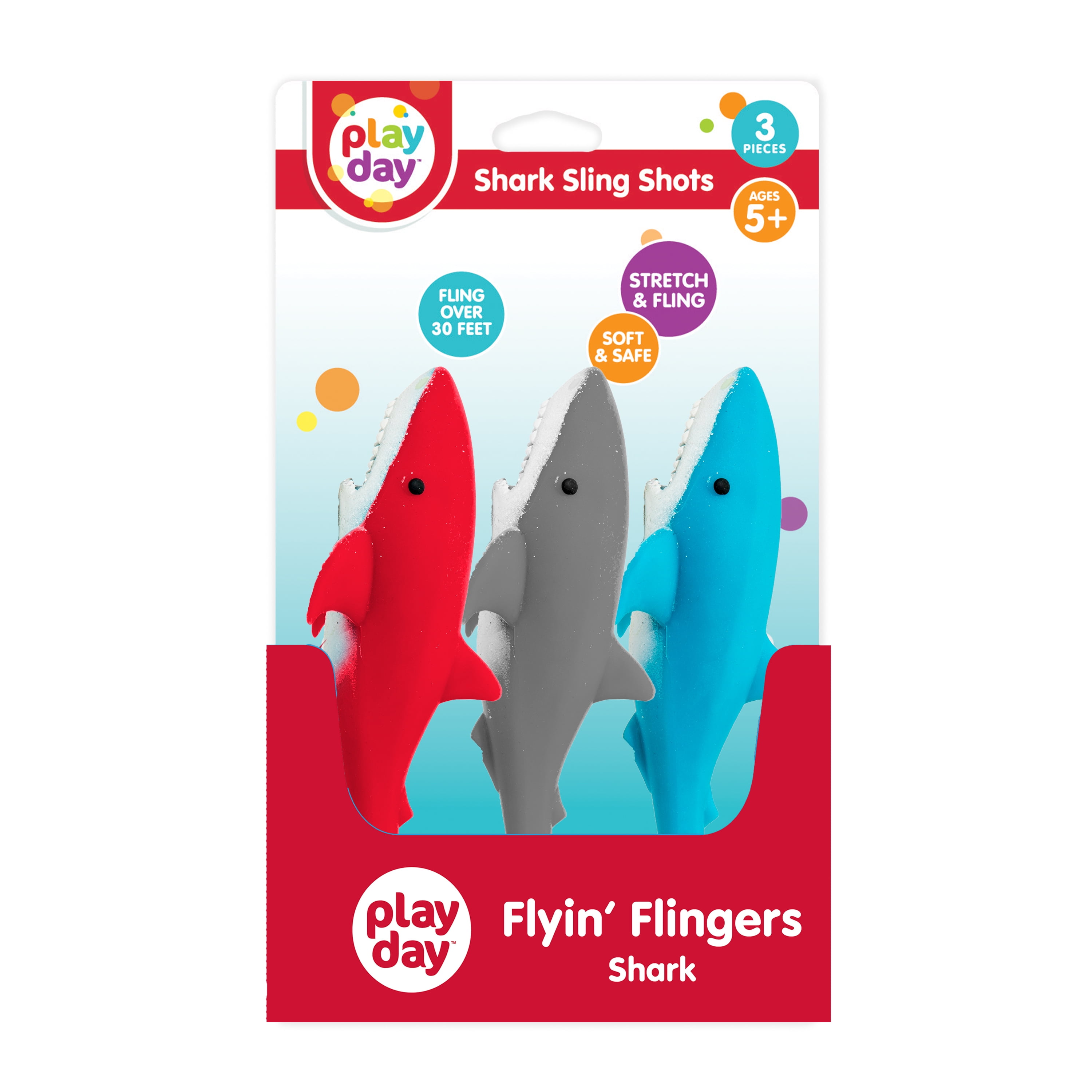 (3 pack) Play Day Flyin Flingers Dive Sharks Pool Toys, 3 Pieces