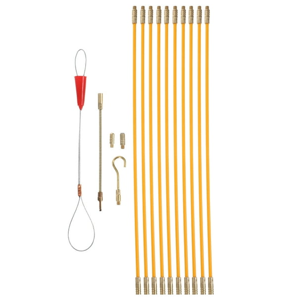 GOOHOCHY Kit de tiracables de fibra de vidrio con cinta de guía de 33 cm para un cableado eficiente en instalaciones eléctricas. Electricistas.