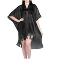 thumbnail image 2 of Zpanxa Bathing Suit Cover up for Women Ladies' Printed Style Long Sleeve V-Neck Dress Black One Size, 2 of 5