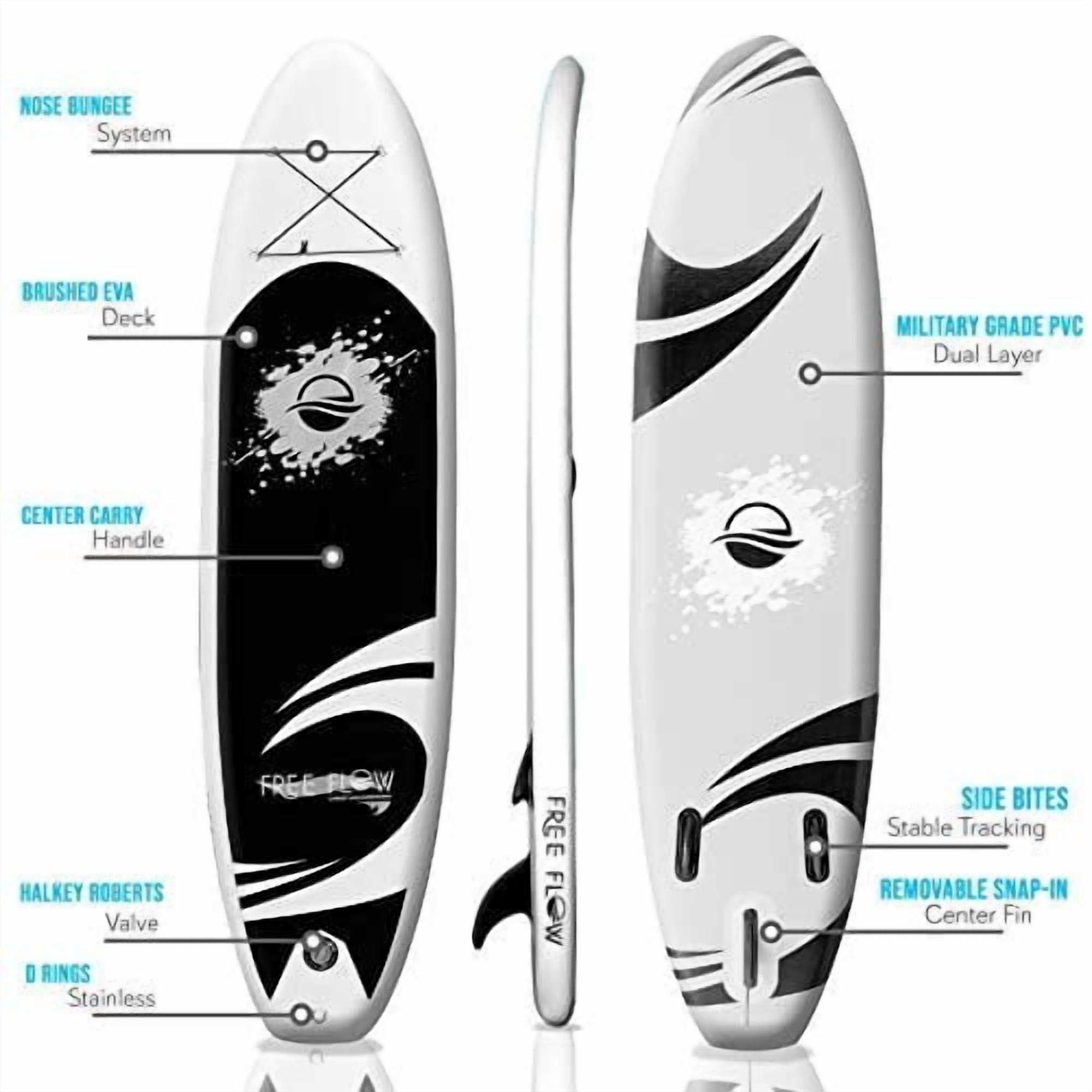 SereneLife 11 Inflatable Stand Up Paddle Board and Detachable Seat  Free Flow SUP Paddleboard Set for Adults, Non-Slip EVA Deck Pad, Marine-Grade Build, 30" Wide Design, 275 lbs. Capacity