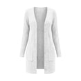 thumbnail image 4 of YUGYXL Women's Long Cardigan Sweaters, Open Front with Side Pockets | Ribbed Fabric, Soft Layering Cardigan For Women White Cardigans, 4 of 5