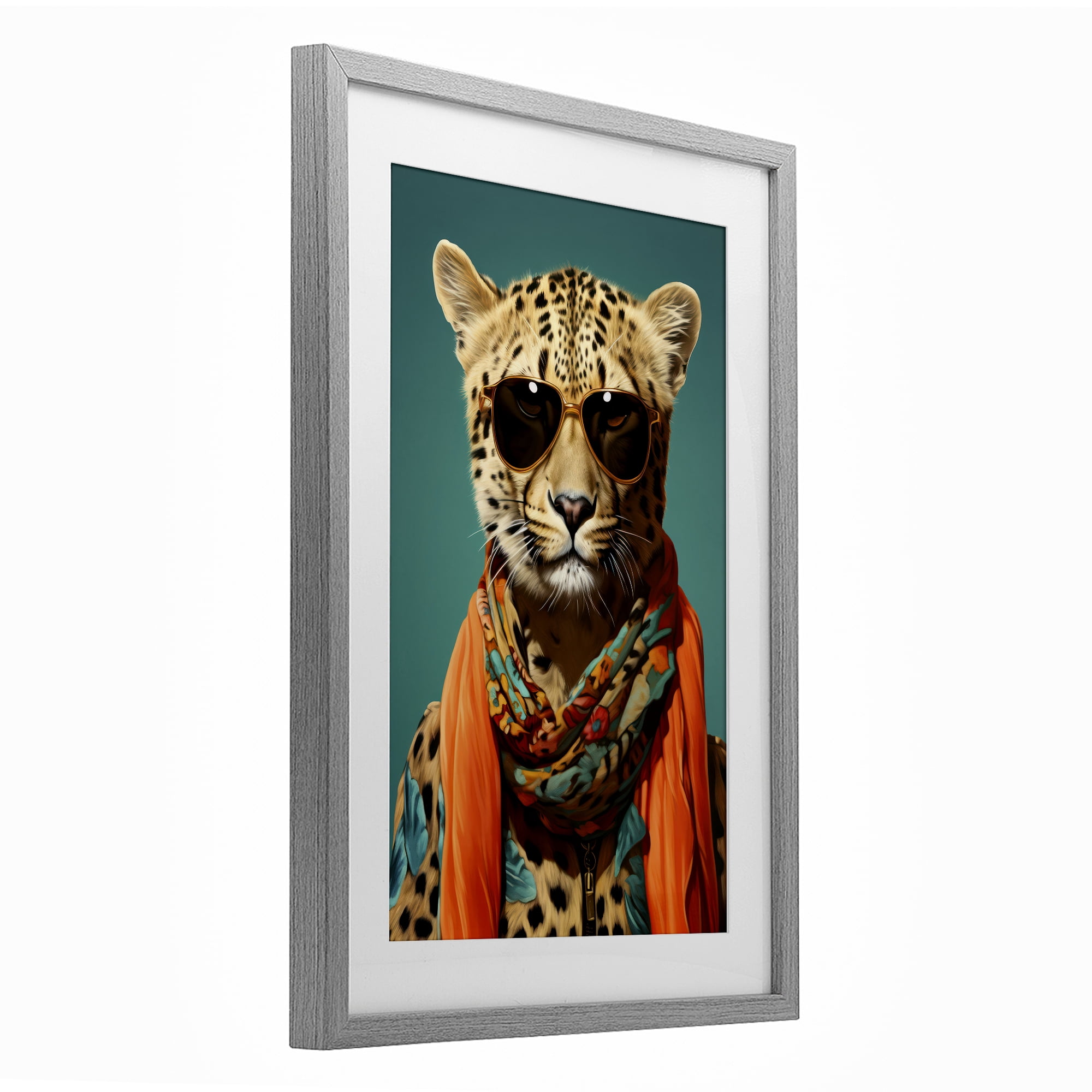 Stupell Industries Safari Glamour Leopard Gray Framed Print Under Glass, design by Andrea Haase