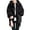 Black, variant on Women Thick Coat for Autumn Winter Warmth Solid Color Mid-Length Fleece Jacket with Pockets Loose Zipper Hooded Coat for Daily Wear