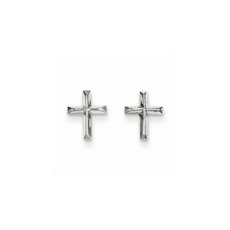 Icecarats 14k White Gold Cross Religious Post Stud Earrings 14k White Gold Cross Religious Post Stud Earrings