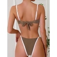 thumbnail image 3 of Women's Contrast Binding Tie Back Bikini Set 2 Piece Swimsuit Bathing Suits, 3 of 6