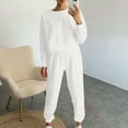thumbnail image 4 of Women's 2 Piece Tracksuit Long Sleeve Crop Crewneck Sweatshirt Cinched Sweatpants Lounge Set Sweatsuits Fall Outfits (XL, White), 4 of 7