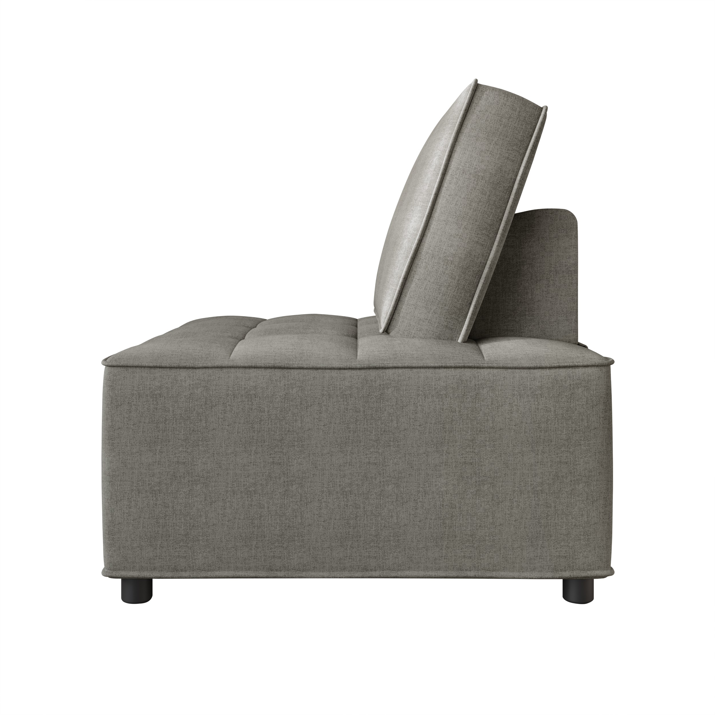 Home Design Lancy Linen Tufted Square Accent Chair for Living Room, Bedroom, and Office, Gray