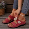 thumbnail image 4 of Dakaela Orthopedic Wedges Sandals for Women Arch Support Open Toe Platform Slip on Slides Summer Dressy Casual Walking Shoes with Hook and Loop Size 6-10 Red, 4 of 9