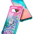 thumbnail image 6 of Nagebee Case for Samsung Galaxy S10 / S10+ Plus / S10e with Screen Protector (Soft Full Coverage), Glitter Sparkle Flowing Liquid Bling [Ring Holder & Wrist Strap] Women Cute (Pink/Aqua), 6 of 6
