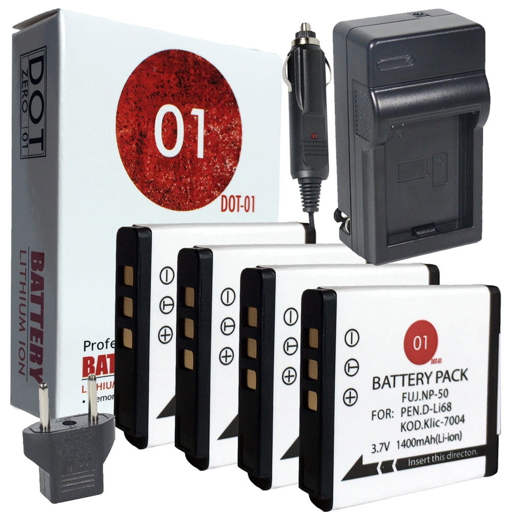 4x DOT01 Brand 1400 mAh Replacement Kodak KLIC7004 Batteries and