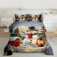 thumbnail image 2 of jejeloiu Happy New Year Queen Comforter Set,White Festival Snowmen Bedding Sets,Christmas Tree Bedding Comforter Set For Child,Super Cozy Room Decoration Reversible,3pcs, 2 of 8