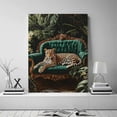 thumbnail image 5 of Mudket Leopard on Green Sofa Tropical Jungle Canvas Wall Art, Vintage Botanical Wildlife Wall Prints Waterproof Canvas for Living Room Sunroom Home Decor , Framed Ready to Hang - 12"L x 8"W, 5 of 9
