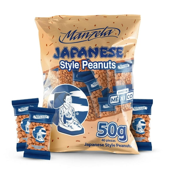 Manzela Japanese-Style Peanuts Bags | Crunchy Oven-Baked  |  Japanese Nuts, 40 packs of 50 Gr, 1-Pack