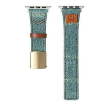 Denim Fabric Strap Work with Apple Watch Bands for Women Men 41mm 40mm 38mm, Soft Leather Band Compatible with iWatch Bands Series 9 SE 8 7 6 5 4 3 2 1,Green