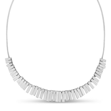Sterling Silver Rhodium Plated Graduated Detached Cleo Necklace, 18