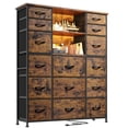 thumbnail image 4 of EnHomee 51"H Tall Dressers for Bedroom with 15 Drawers Dresser with LED Lights Fabric Chest of Drawers with Power Outlet,Brown, 4 of 9