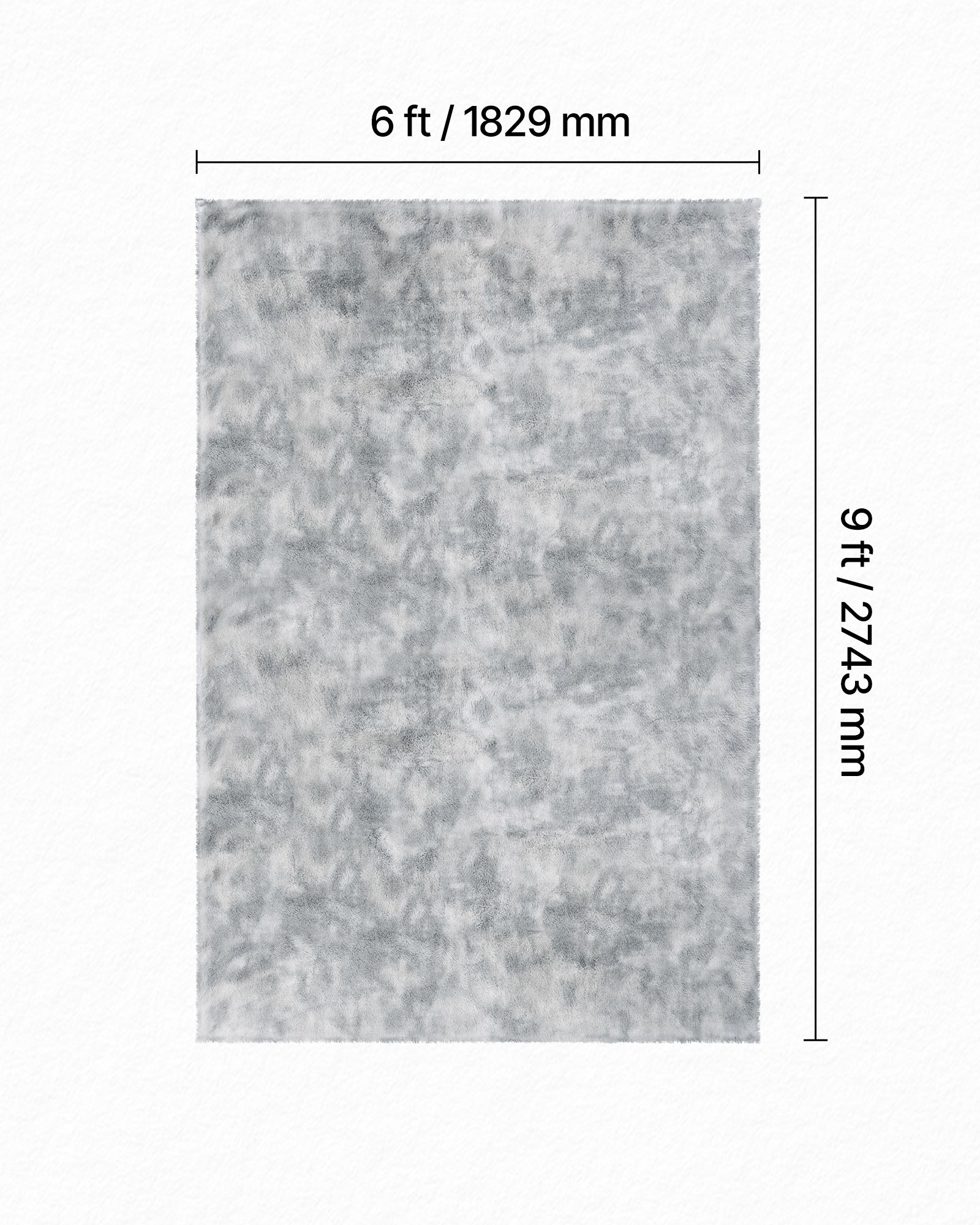 VEVOR Indoor Plush Area Rugs, 6 x 9 ft Soft Plush Carpet, Furry Shag Area Rugs for Living Room, Bedroom, Modern Home Decor Aesthetic Long-Pile Rug, Non-Shedding, Slip-Resistant, Tie-Dye Light Gray