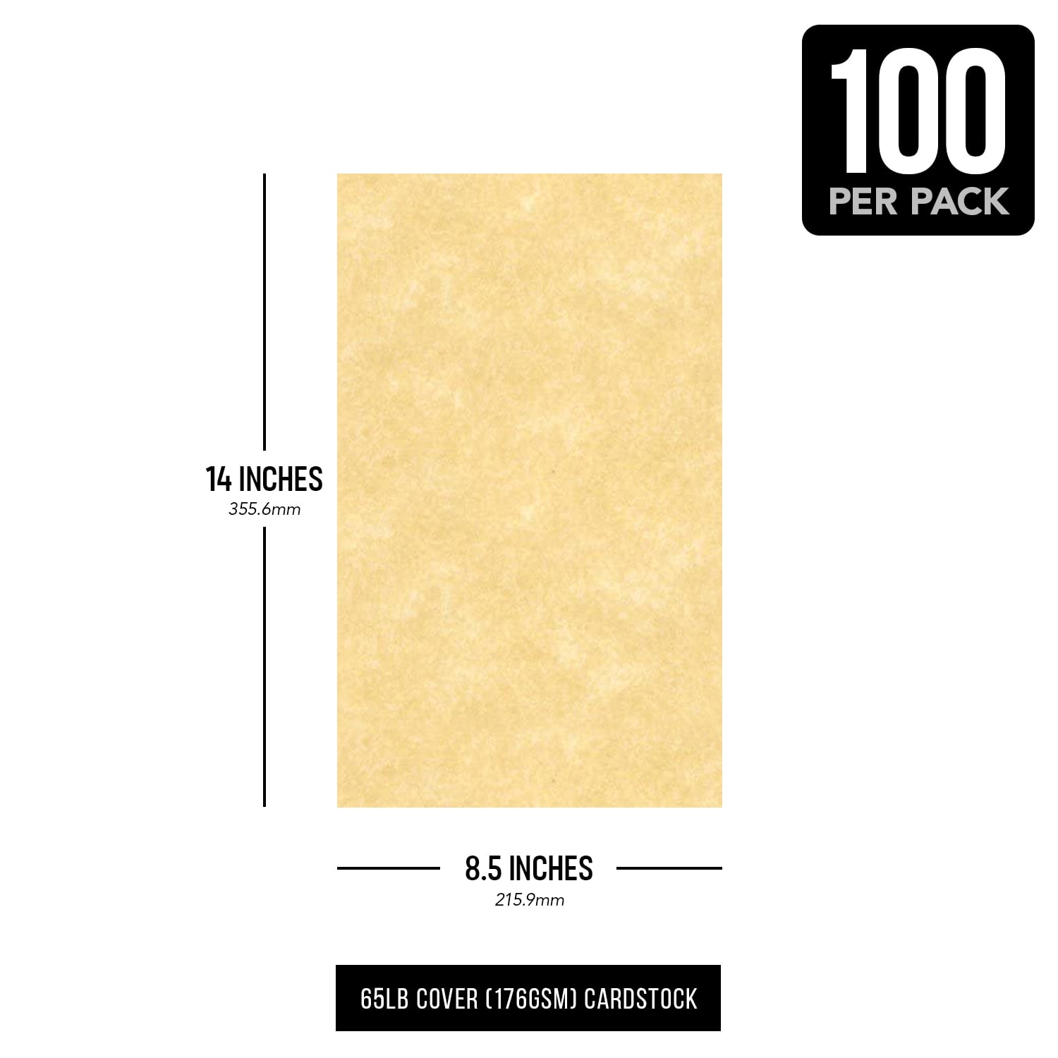 New Champagne Stationery Parchment Recycled Cardstock Paper | 65lb Cover (176gsm) Card Stock | 8.5” x 14” inches | 100 Sheets per Pack