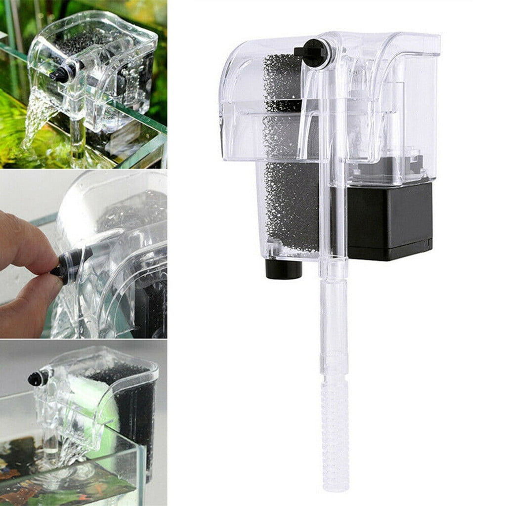 mini aquarium power filter waterfall water pump fish tank hang on slim filterB$