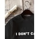 thumbnail image 2 of 100% Cotton Women's T-Shirt - "I DON'T CARE" Letter Print, Short Sleeve, Casual Style, Machine Washable, Black with White Text, Spring Apparel | Casual Style Tee | Cotton, 2 of 6