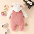 thumbnail image 4 of GYRATEDREAM Newborn Baby Infant Boys Girls Bear Onesie Baby Fleece Snowsuit Jumpsuit Hooded Footie Thick Winter Outwear 0-18M Pink-Heart, 4 of 10