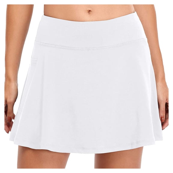 HJYCHN Mini Skirts for Women Sports Skirts with Pockets Elastic Tennis Inner Shorts for Running Yoga Tennis Skirt White M