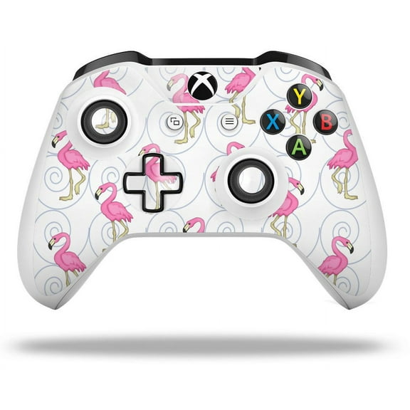 WraptorSkinz Decal Skin Wrap Set works with 2016 and newer XBOX One S / X Controller Flamingos on White (CONTROLLER NOT INCLUDED)