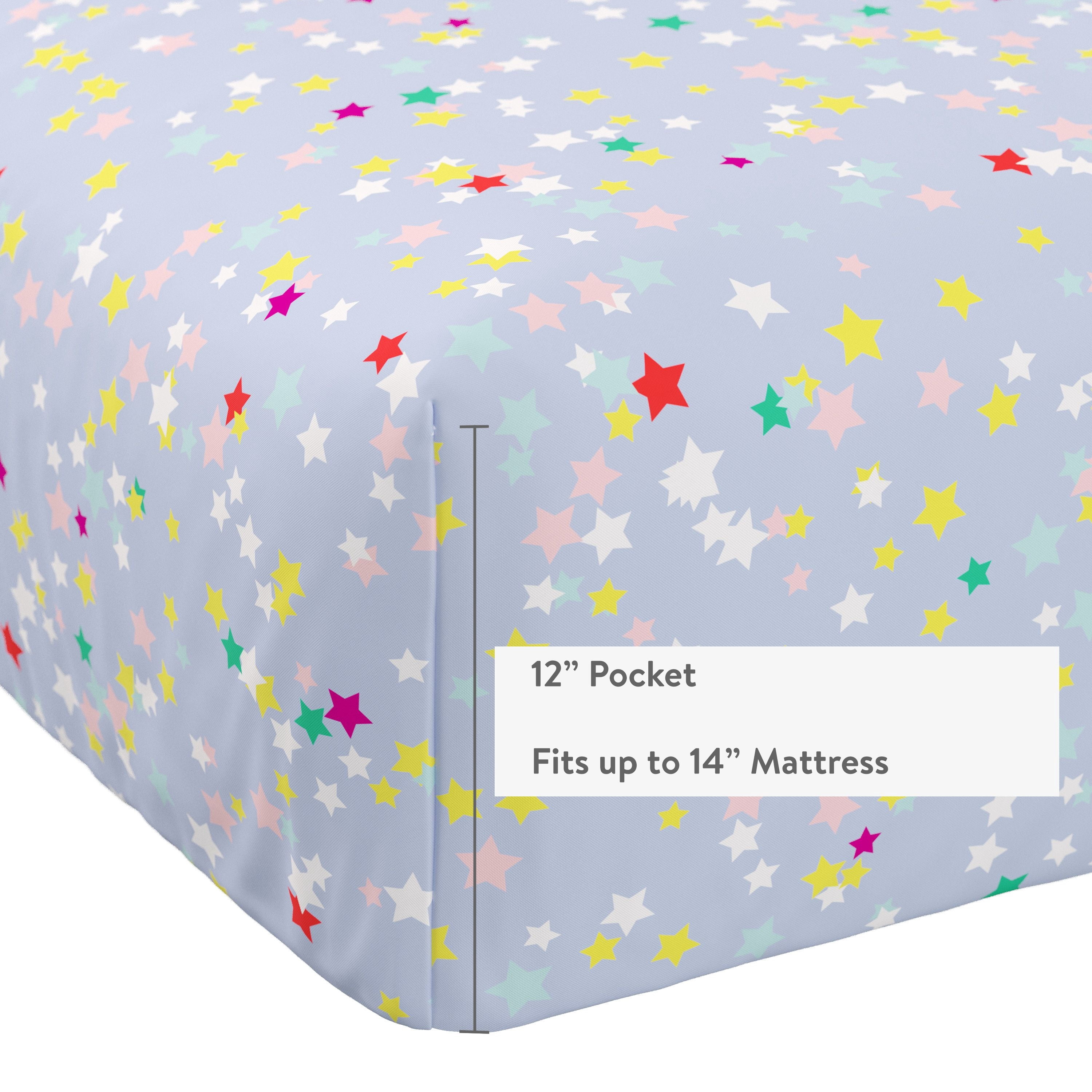 Mainstays Kids Microfiber Bed Sheet Set, Full, Stars, 4 Pieces