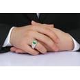 thumbnail image 5 of RYLOS Men's Rings 14K White Gold Ring Classic Designer Style 8X6MM Oval Gemstone & Diamond Ring Emerald May Birthstone Rings For Men Size 10, 5 of 7