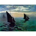 thumbnail image 2 of Monet, Claude 14x11 Gold Ornate Wood Framed with Double Matting Museum Art Print Titled - Boats Leaving The Harbor, 2 of 4