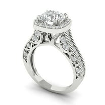2.7 ct round cut clear Zircon 14k white gold halo Bridal Wedding Engagement Promise Anniversary Ring for Women size 10.75