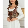 thumbnail image 3 of Women's Vintage Floral Corset Lace-Up Fishbone Print Vest Renaissance Pirate Costume, 3 of 5