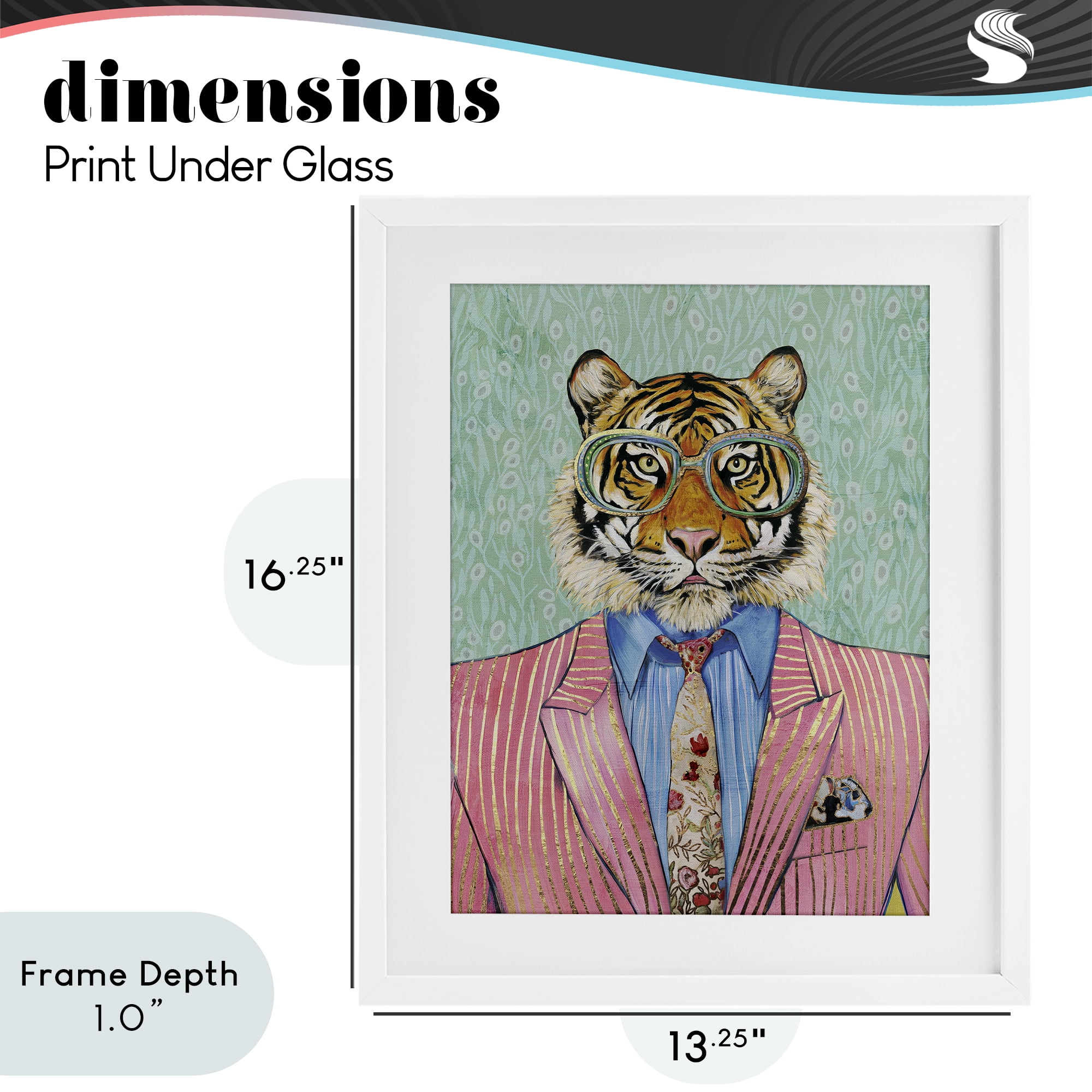 Stupell Industries Sharp Tiger Outfit White Framed Print Under Glass, design by Svetlana Aleynikova