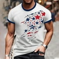 thumbnail image 4 of Men's Fashionable Independence Day Graphic Tee, Round Neck Short Sleeve Shirt with Soft Jersey Fabric ,Blue XL, 4 of 5