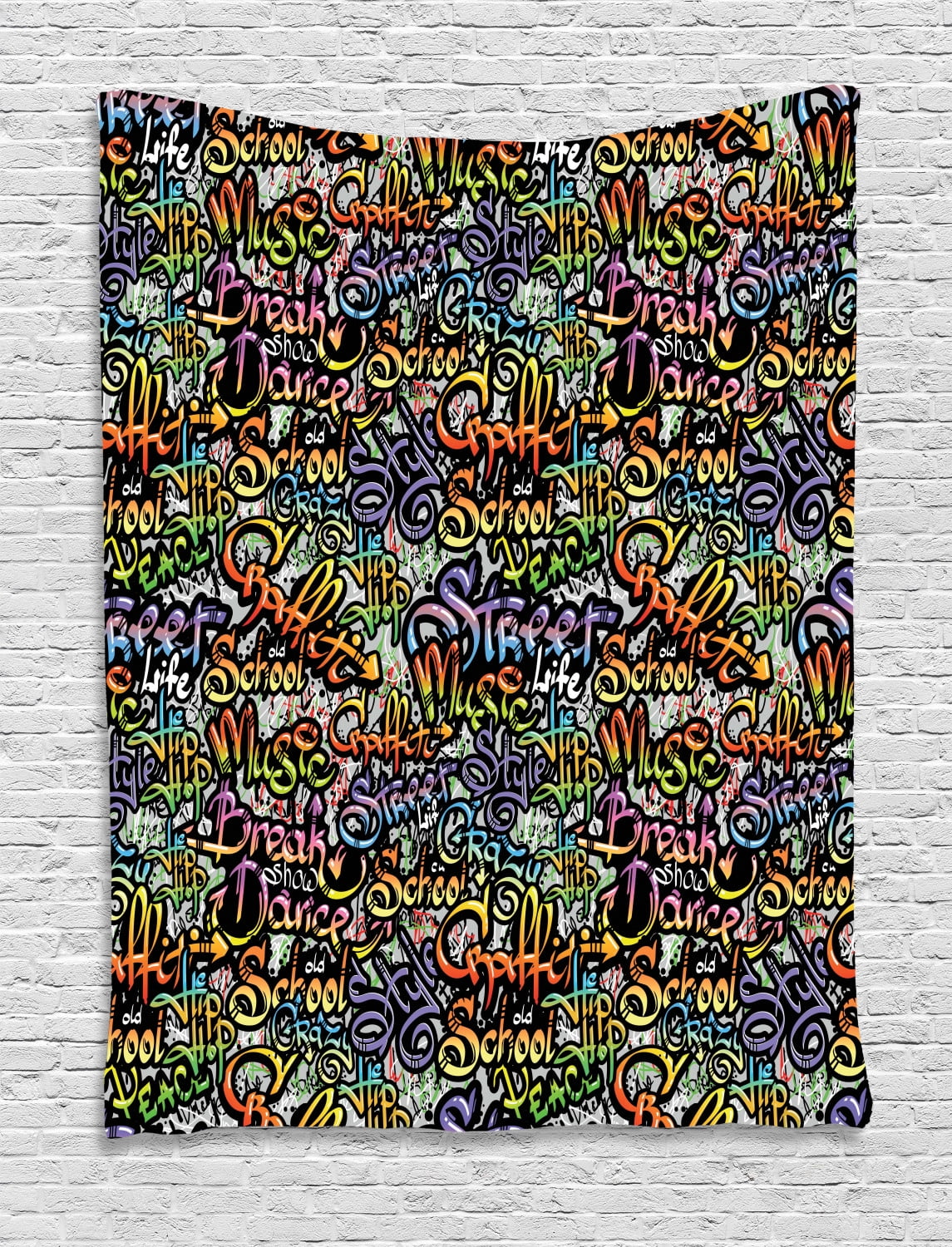 Hip Hop Tapestry, Grafitti Spray Paint Style Background Ghetto Street