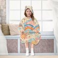 thumbnail image 7 of FORMRS Wearable Blanket Hoodie with Sleeves for Kids Cozy Flannel Sweatshirt, Pink Retro Sun, 7 of 7
