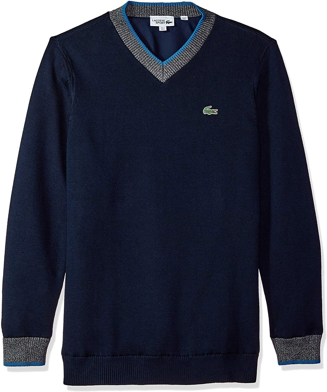 Lacoste Mens Sweater Big & Tall VNeck RibbedKnit 3XL