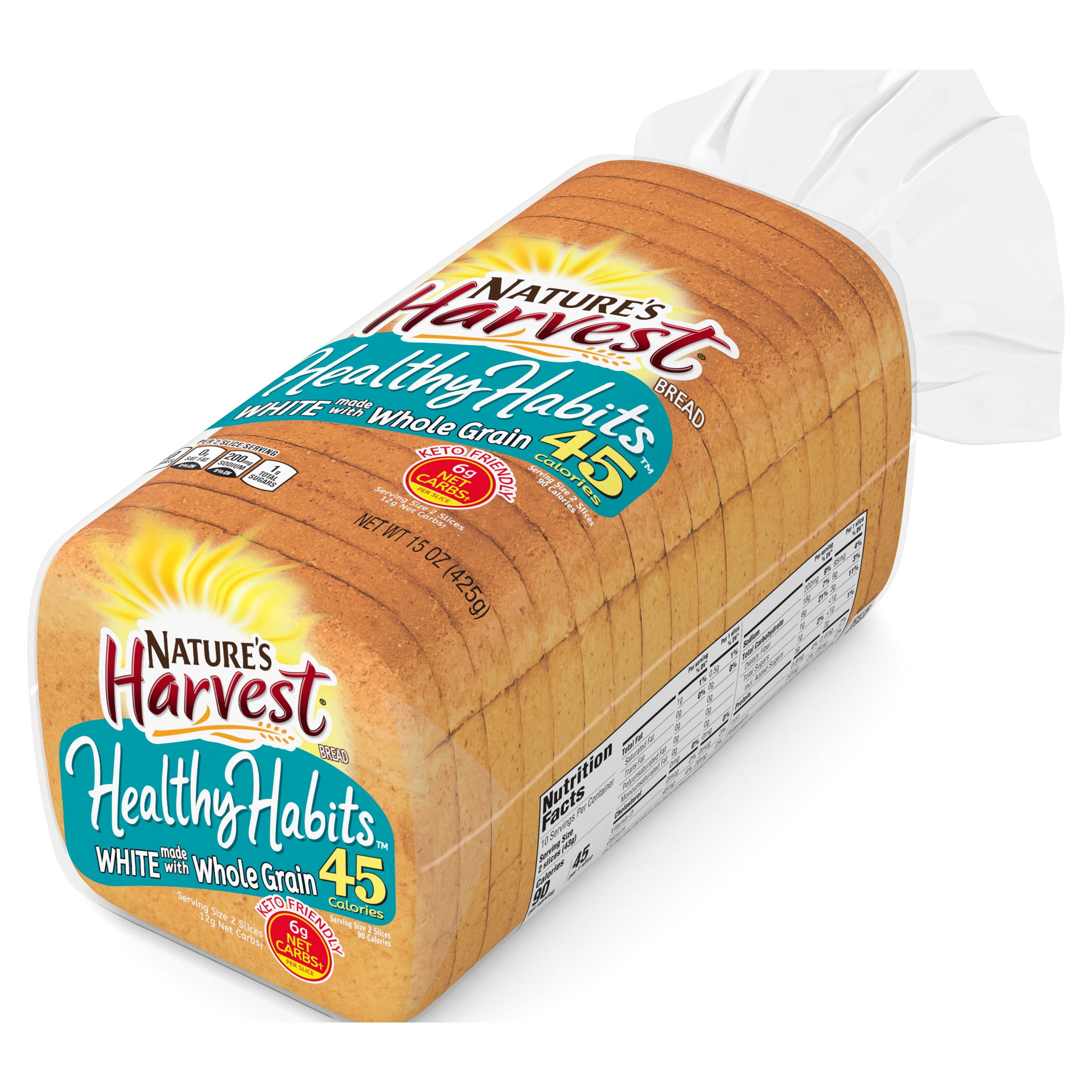 Nature's Harvest Healthy Habits White Bread made with Whole Grain, Keto ...