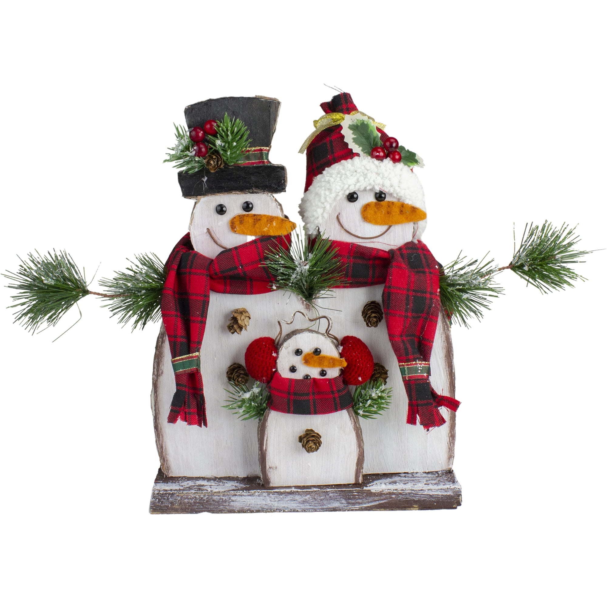 Tabletop Christmas Decoration Rustic Snowman with Snowballs 