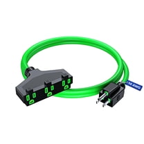 Extension Cord 1 Foot, SJTW Extension Cord with Multiple Outlets, 14 Gauge (Green) ETL Listed